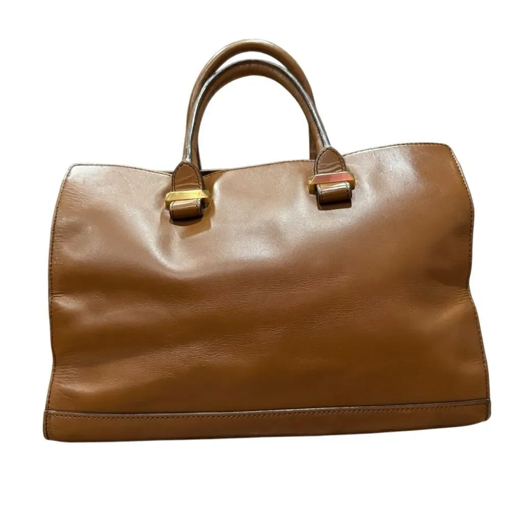 Revolve Brian Atwood Aniccola Brown Leather and Suede Satchel Handbag